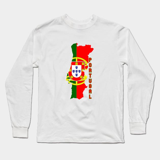 Portugal flag & map Long Sleeve T-Shirt by Travellers